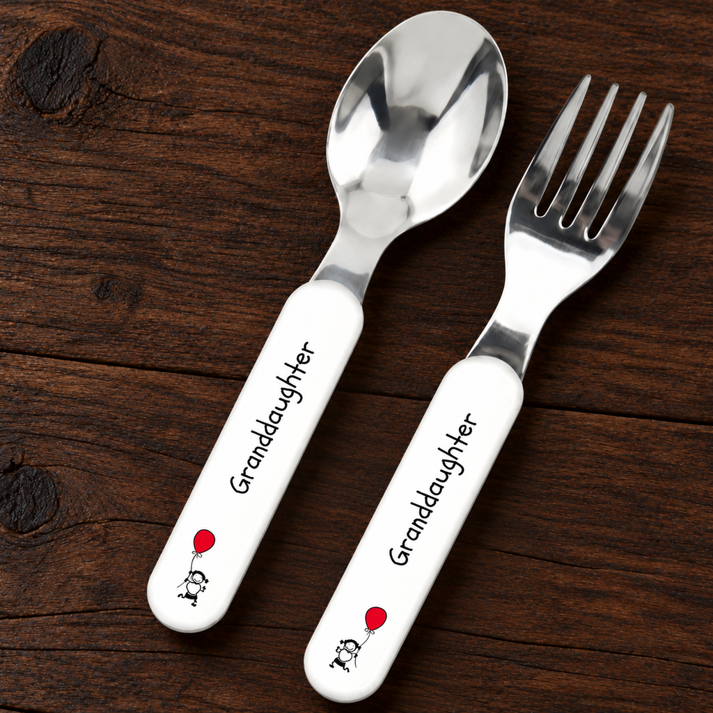 Personalized Names! | For Grandkids Only! Kids Fork & Spoon Set