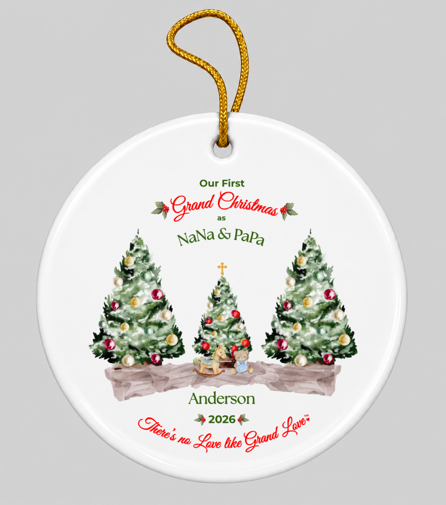 Personalized Names & Year! | First Grand Christmas Ornament-3 Trees