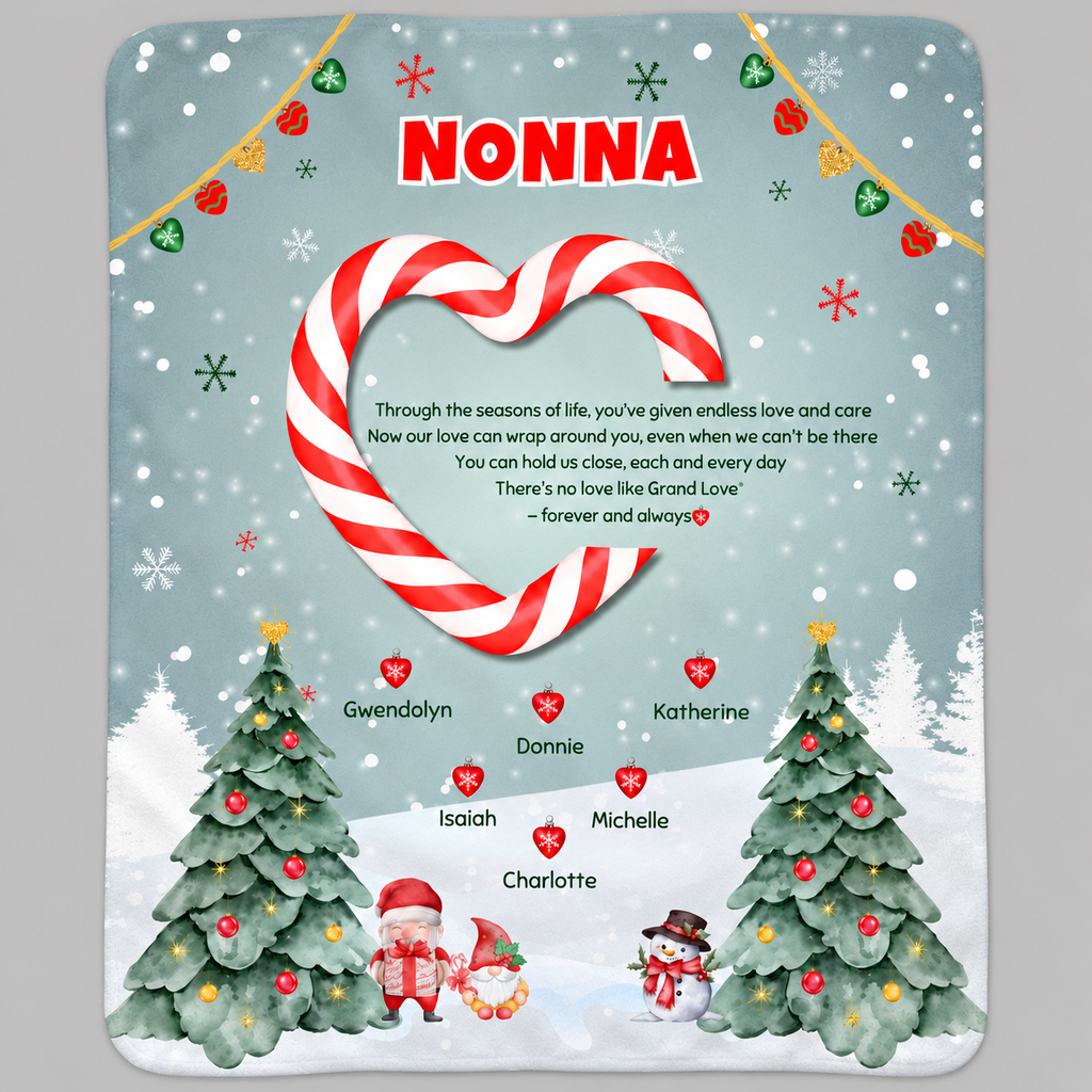 Personalized Names! | Candy Cane Christmas Love Sherpa Fleece Blanket