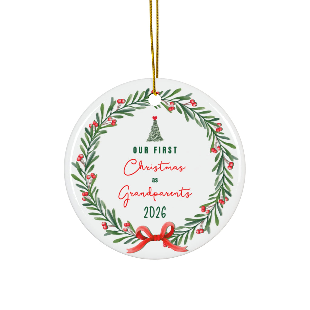 TEST-First Grand Christmas as Grandparents Ceramic Ornament-Imagine Your Photos