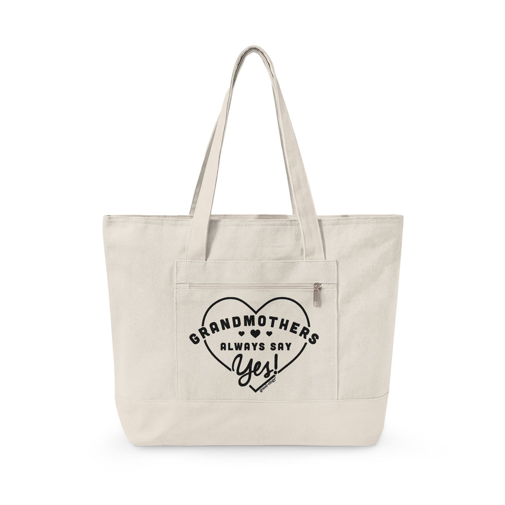 TEST-Grandmother's Say Yes! Zippered Canvas Tote-Fancy Fanny